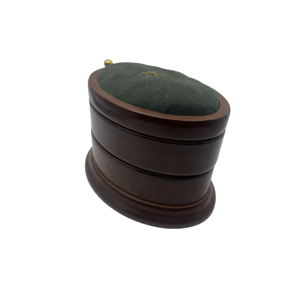 Vintage Bombay Company Wooden Sewing Box, Jewelry Organizer, Pin Cushion Lid